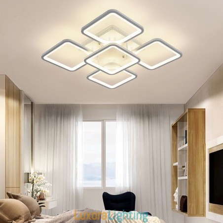 Designer Touch Decorative Flush Mount White Acrylic Square Ceiling Light 5 Lights 8 Lights