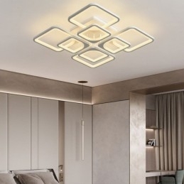 Designer Touch Decorative Flush Mount White Acrylic Square Ceiling Light 5 Lights 8 Lights