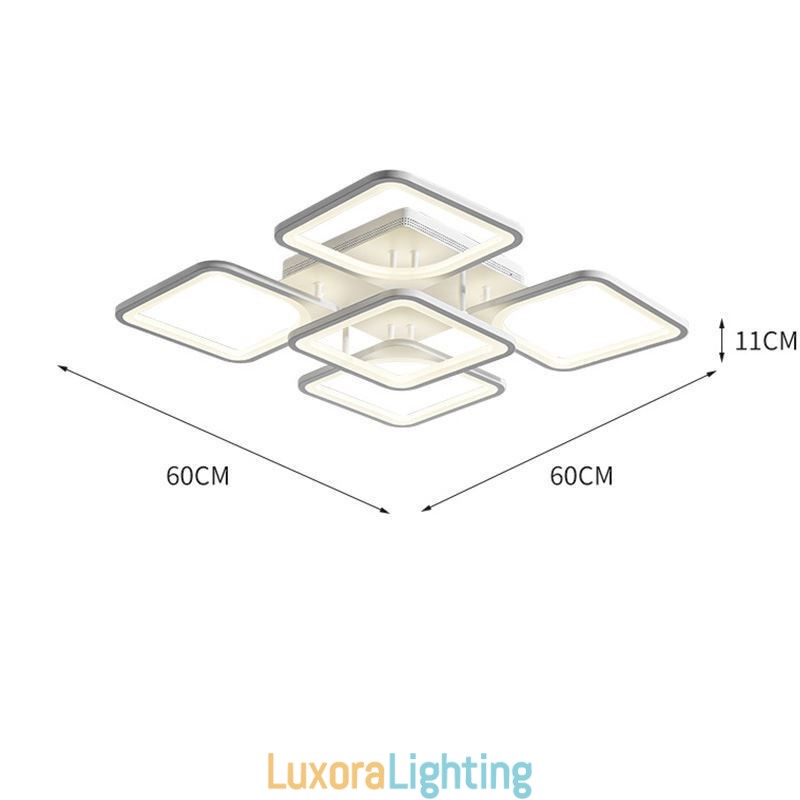 Designer Touch Decorative Flush Mount White Acrylic Square Ceiling Light 5 Lights 8 Lights