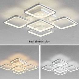Designer Touch Decorative Flush Mount White Acrylic Square Ceiling Light 5 Lights 8 Lights