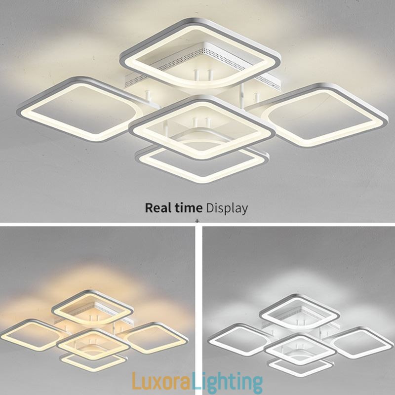 Designer Touch Decorative Flush Mount White Acrylic Square Ceiling Light 5 Lights 8 Lights