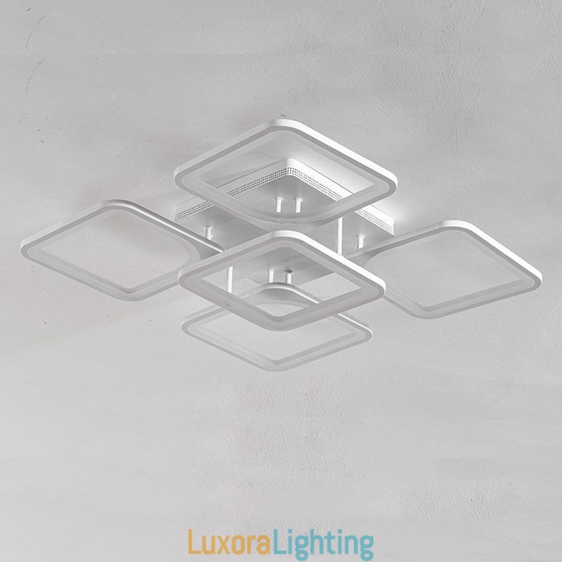 Designer Touch Decorative Flush Mount White Acrylic Square Ceiling Light 5 Lights 8 Lights