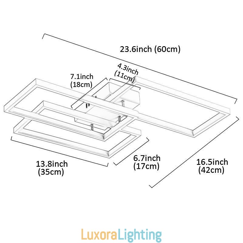 Designer Touch Decorative Flush Mount Acrylic Geometric Rectangular Ceiling Light