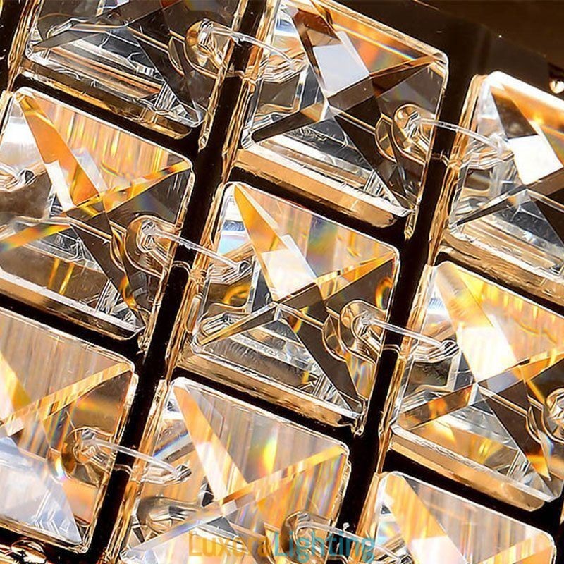 Designer Touch Decorative Crystal Flush Mount Round Crystal Ceiling Lamp with Remote Control 80CM