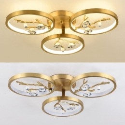 Designer Touch Decorative Flush Mount Copper Art Branch Plum Blossom Ceiling Light