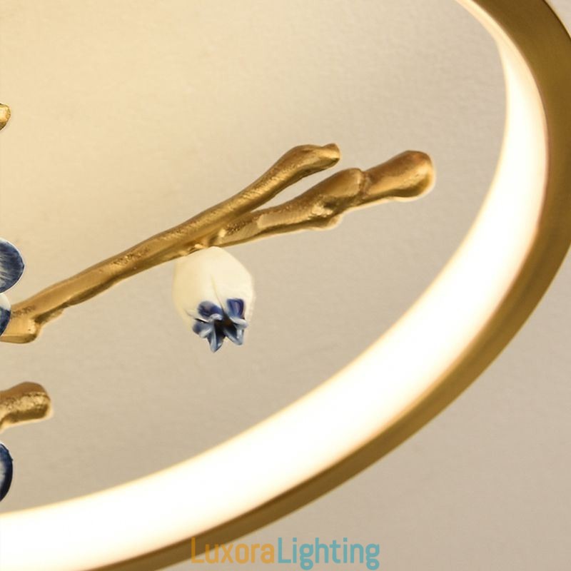 Designer Touch Decorative Flush Mount Copper Art Branch Plum Blossom Ceiling Light