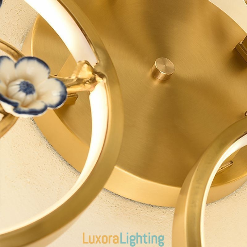 Designer Touch Decorative Flush Mount Copper Art Branch Plum Blossom Ceiling Light