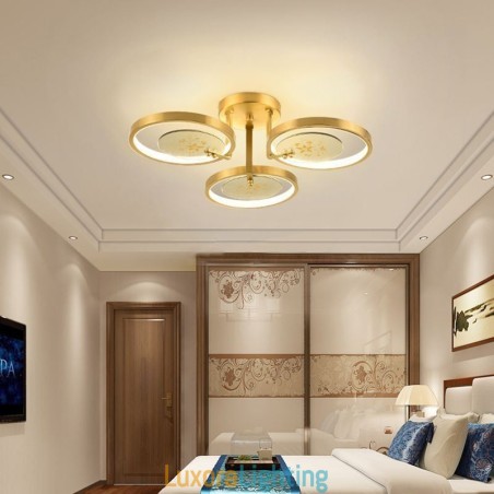 Designer Touch Decorative Flush Mount Acrylic Copper Art Printing Ceiling Light