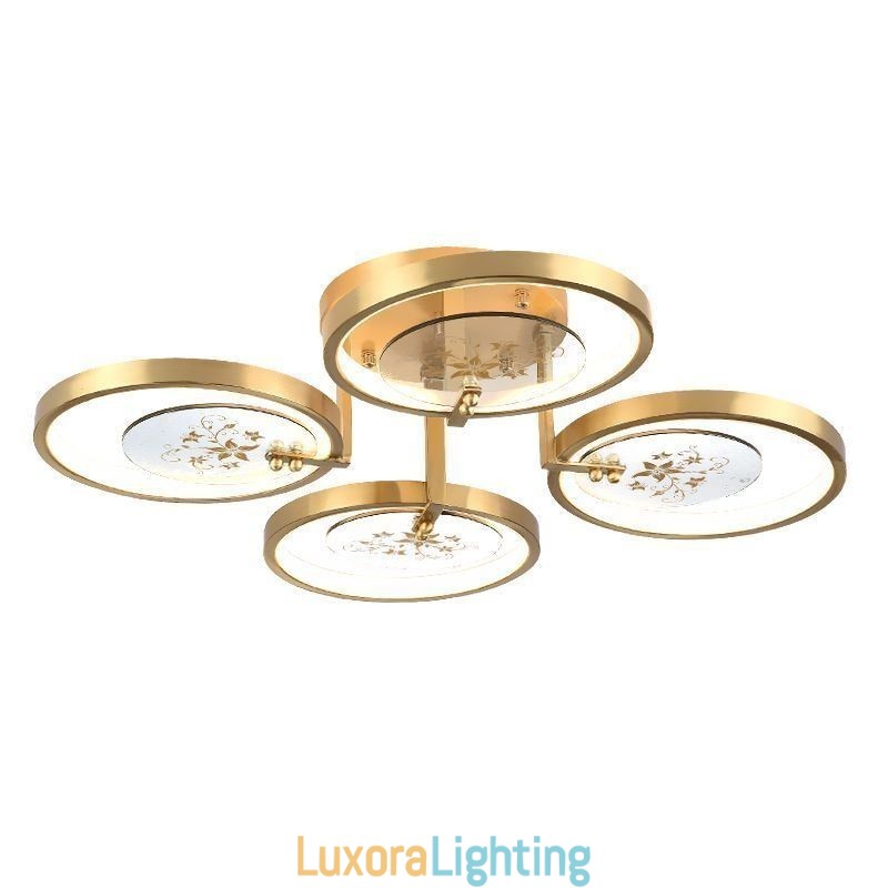 Designer Touch Decorative Flush Mount Acrylic Copper Art Printing Ceiling Light