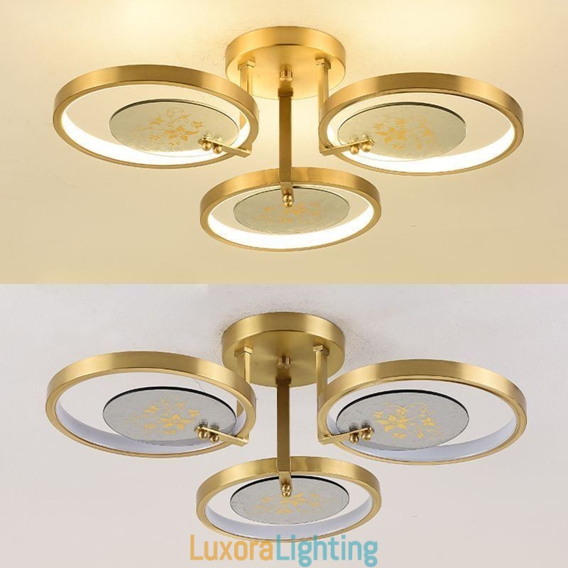 Designer Touch Decorative Flush Mount Acrylic Copper Art Printing Ceiling Light