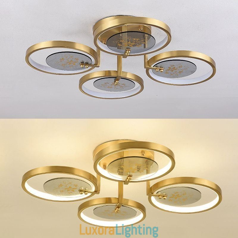 Designer Touch Decorative Flush Mount Acrylic Copper Art Printing Ceiling Light