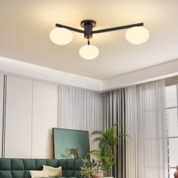 Designer Touch Decorative Nordic Glass Flush Mount Creative Wrought Iron Ceiling Light