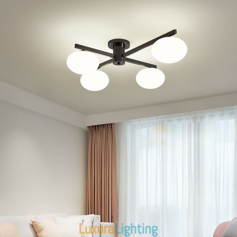 Designer Touch Decorative Nordic Glass Flush Mount Creative Wrought Iron Ceiling Light