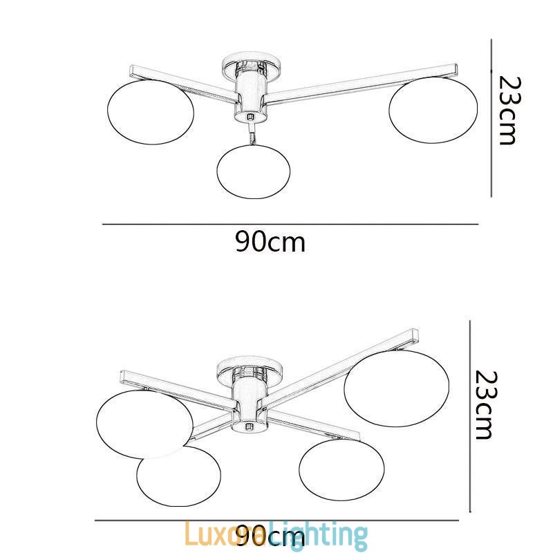 Designer Touch Decorative Nordic Glass Flush Mount Creative Wrought Iron Ceiling Light