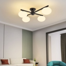 Designer Touch Decorative Nordic Glass Flush Mount Creative Wrought Iron Ceiling Light