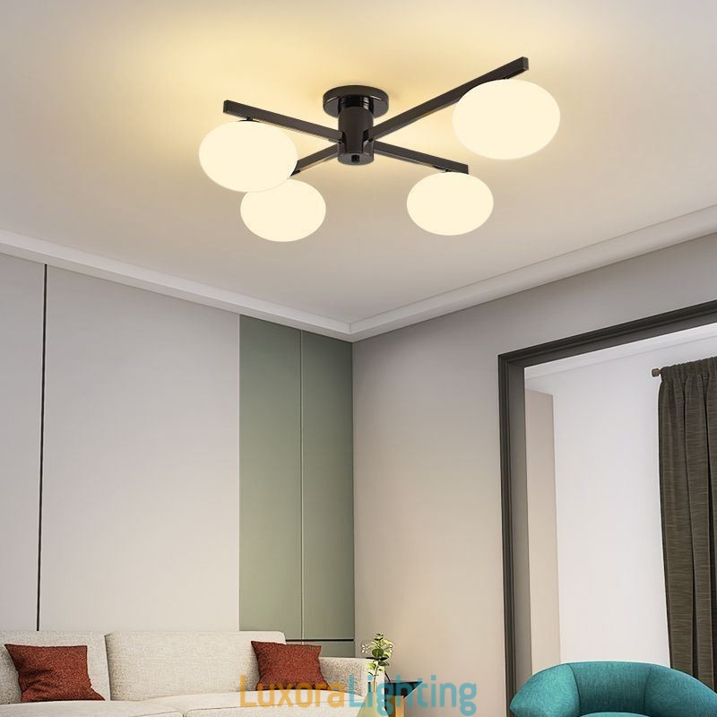 Designer Touch Decorative Nordic Glass Flush Mount Creative Wrought Iron Ceiling Light