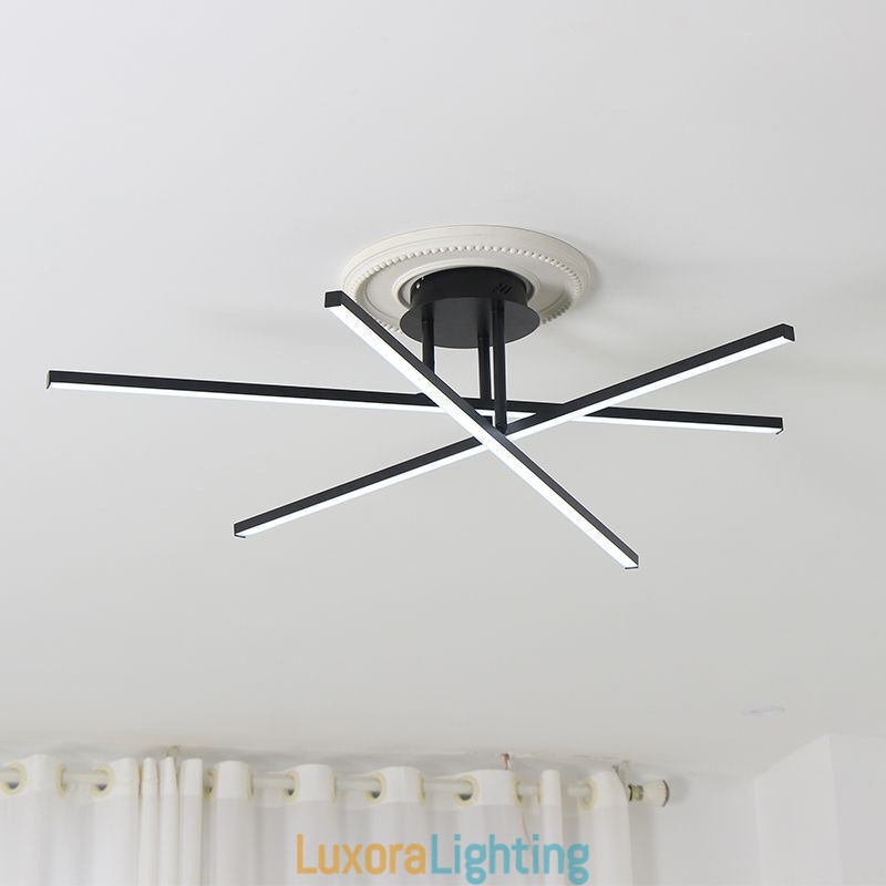 Designer Touch Decorative Modern Simple Flush Mount Aluminum Art Strip Ceiling Light