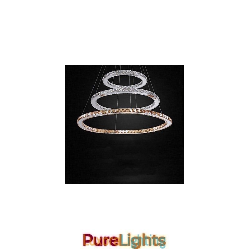 Designer Touch Decorative Pendant Lamps Amber and Clear K9 Crystal Chandelier Lights Lighting with 3 Ring