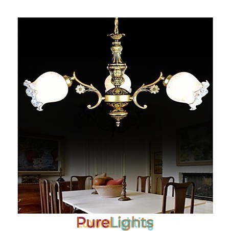 Designer Touch Decorative Bronze Chandelier Three Lights European Retro Classic