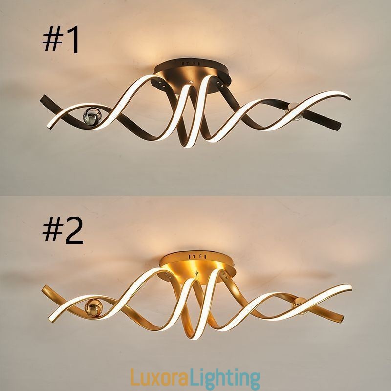 Designer Touch Decorative Modern Flush Mount Aluminum Art Spiral Ceiling Lamp Light