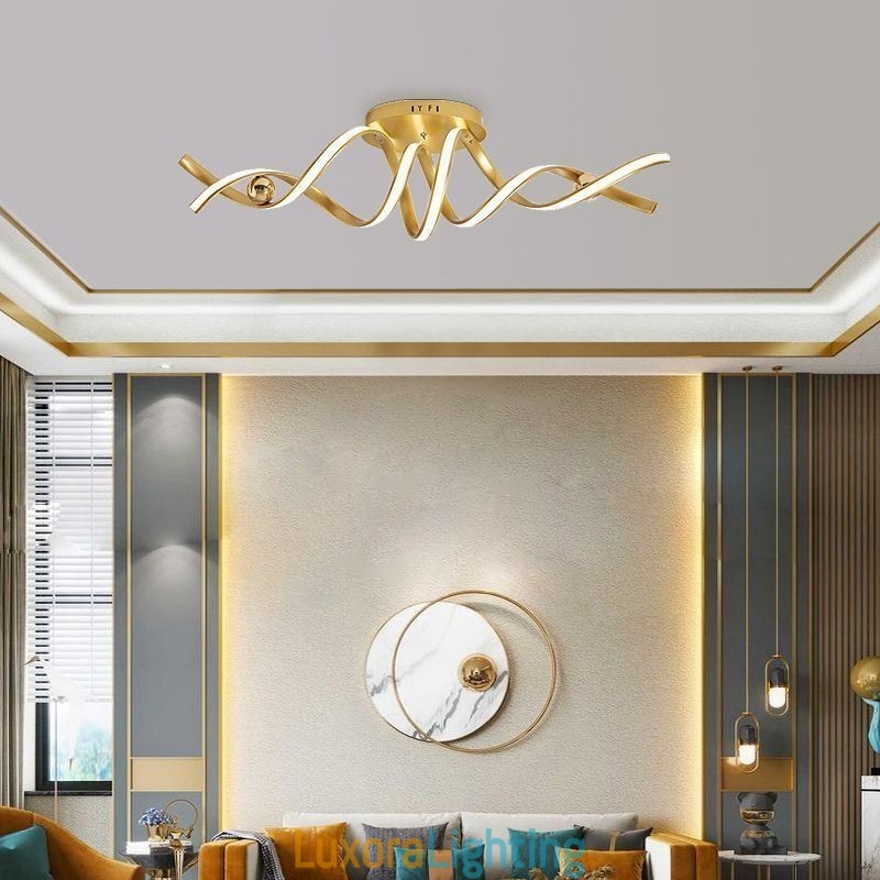 Designer Touch Decorative Modern Flush Mount Aluminum Art Spiral Ceiling Lamp Light