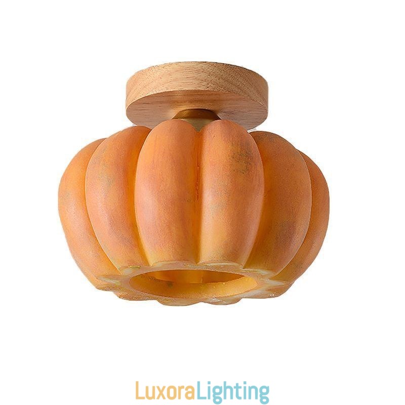 Designer Touch Decorative Single head Pumpkin Flush Mount Japanese Retro Ceiling Lights