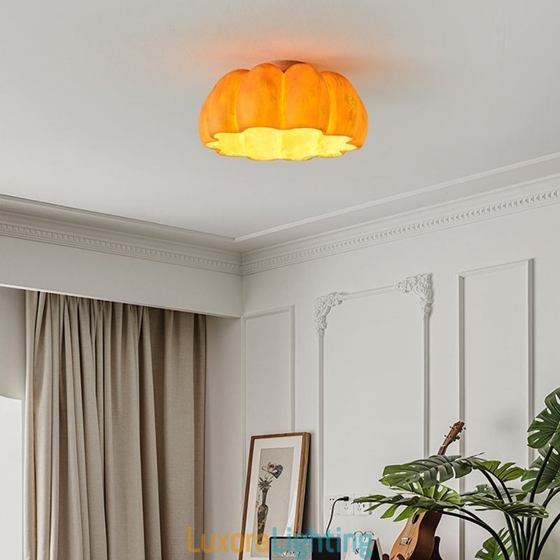 Designer Touch Decorative Single head Pumpkin Flush Mount Japanese Retro Ceiling Lights