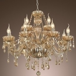 Designer Touch Decorative Chandelier Crystal Luxury Modern 2 Tiers Living 12 Lights