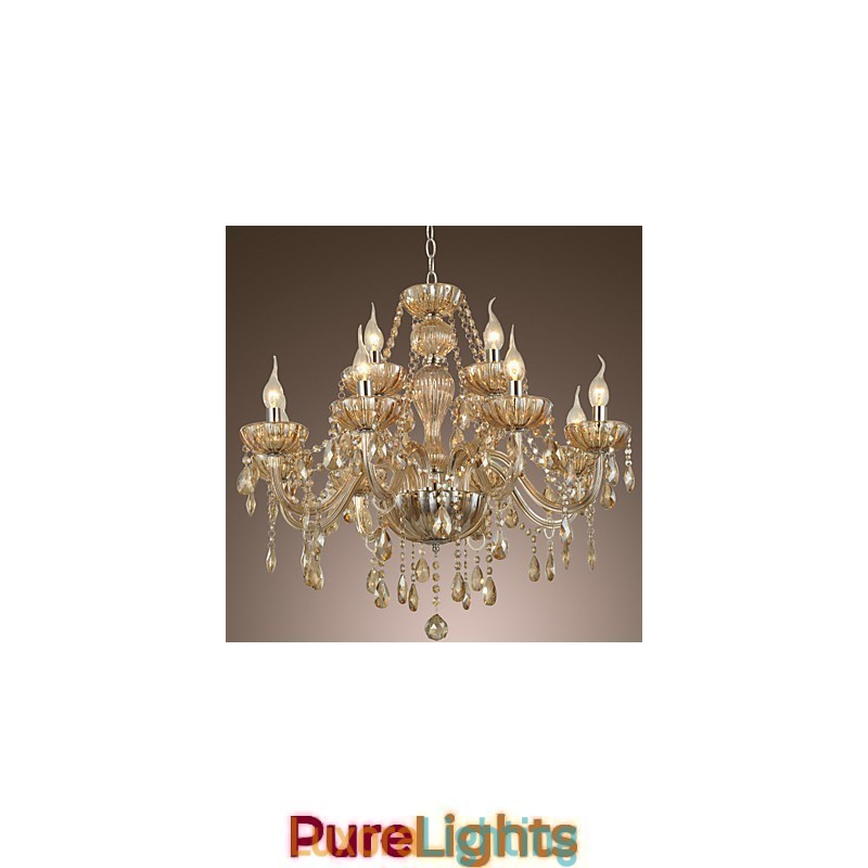 Designer Touch Decorative Chandelier Crystal Luxury Modern 2 Tiers Living 12 Lights