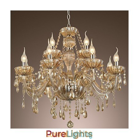Designer Touch Decorative Chandelier Crystal Luxury Modern 2 Tiers Living 12 Lights