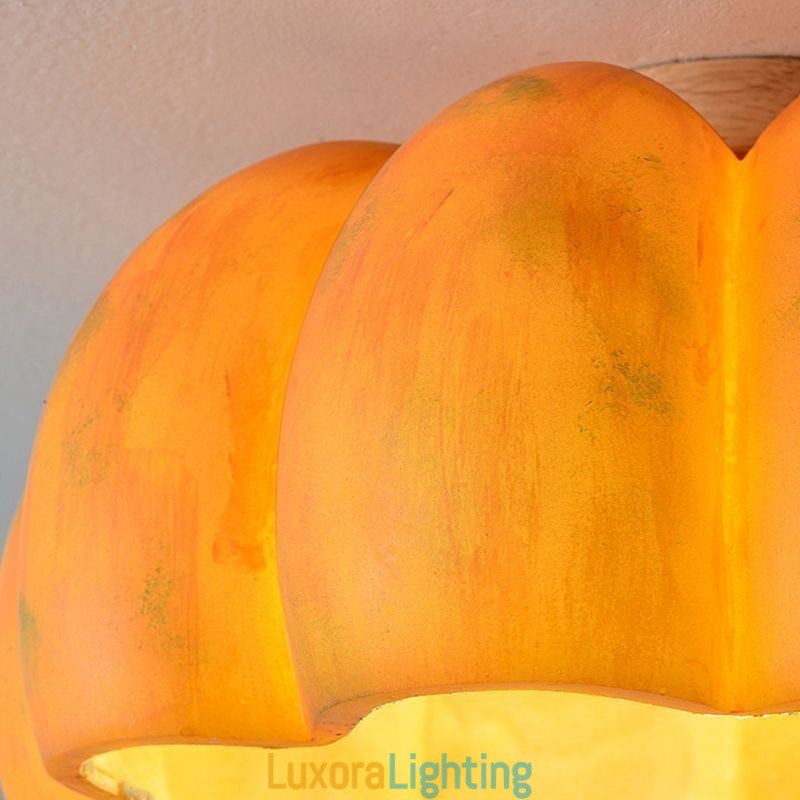 Designer Touch Decorative Single head Pumpkin Flush Mount Japanese Retro Ceiling Lights