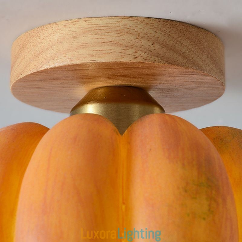 Designer Touch Decorative Single head Pumpkin Flush Mount Japanese Retro Ceiling Lights