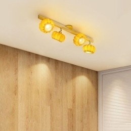 Designer Touch Decorative Double Small Pumpkin Flush Mount Japanese Retro Ceiling Light