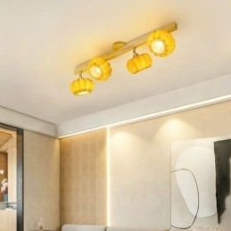 Designer Touch Decorative Double Small Pumpkin Flush Mount Japanese Retro Ceiling Light