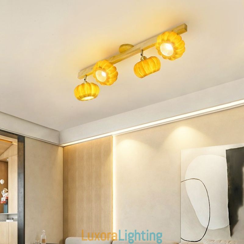 Designer Touch Decorative Double Small Pumpkin Flush Mount Japanese Retro Ceiling Light