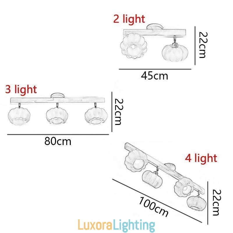 Designer Touch Decorative Double Small Pumpkin Flush Mount Japanese Retro Ceiling Light