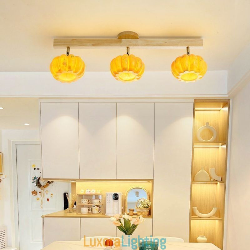 Designer Touch Decorative Double Small Pumpkin Flush Mount Japanese Retro Ceiling Light