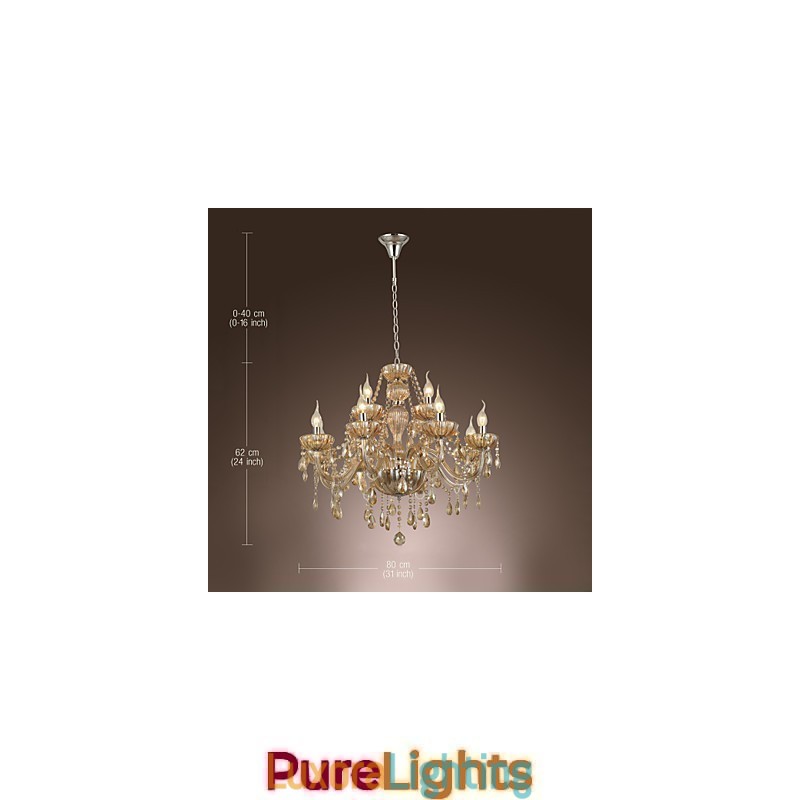 Designer Touch Decorative Chandelier Crystal Luxury Modern 2 Tiers Living 12 Lights
