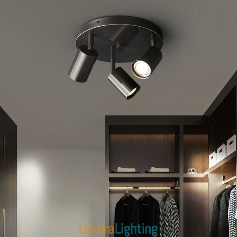 Designer Touch Decorative Modern Flush Mount Golden Black Flush Mount with 3 Lights Copper Art Home Lighting