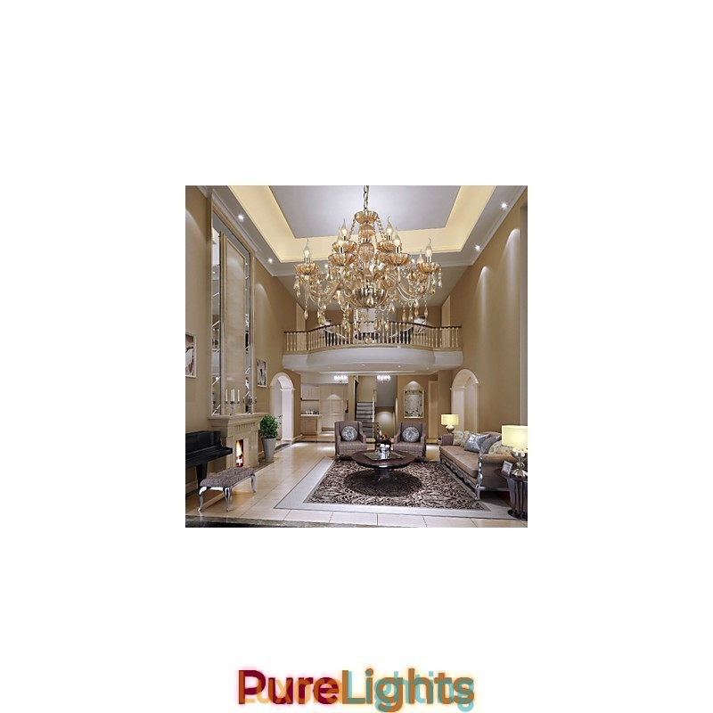 Designer Touch Decorative Chandelier Crystal Luxury Modern 2 Tiers Living 12 Lights