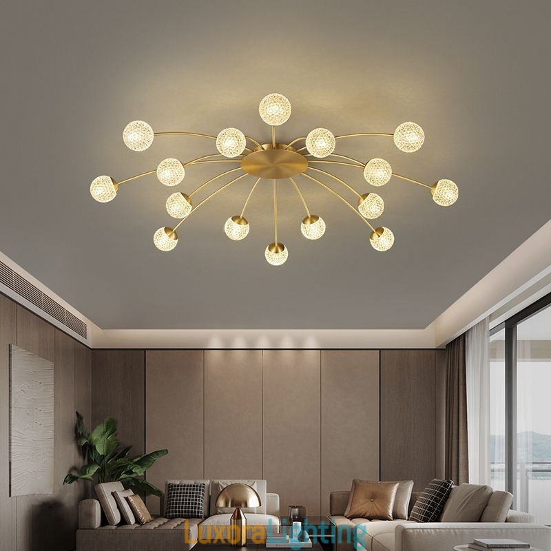 Designer Touch Decorative Modern Flush Mount Golden Ceiling Light Light Fixture