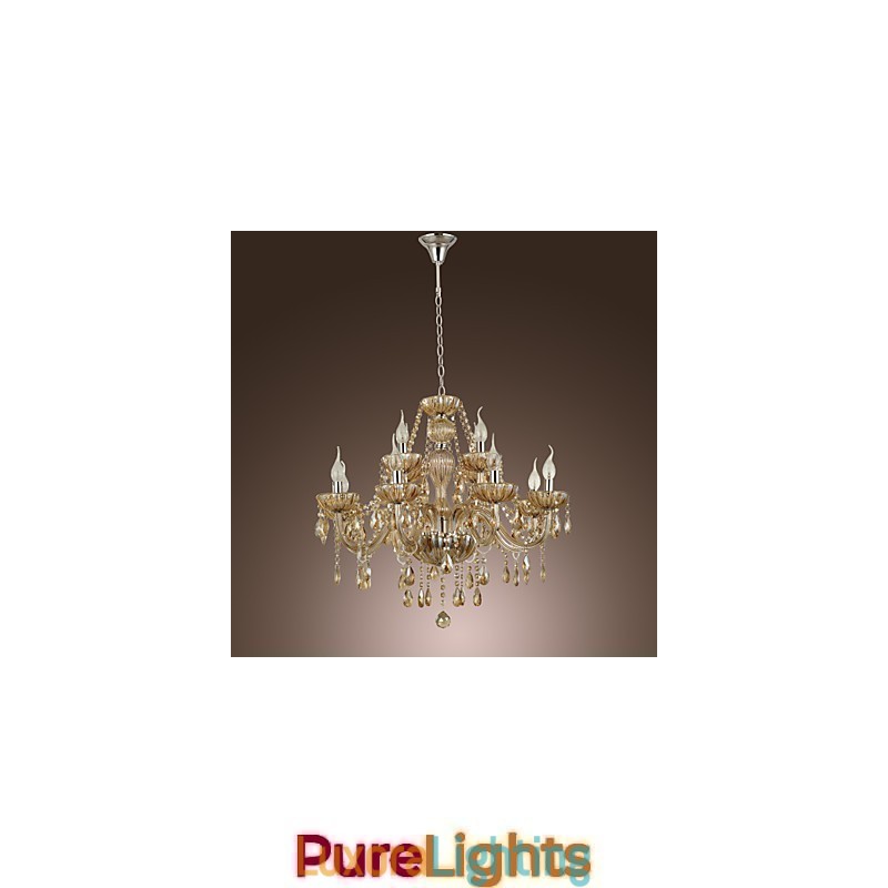 Designer Touch Decorative Chandelier Crystal Luxury Modern 2 Tiers Living 12 Lights