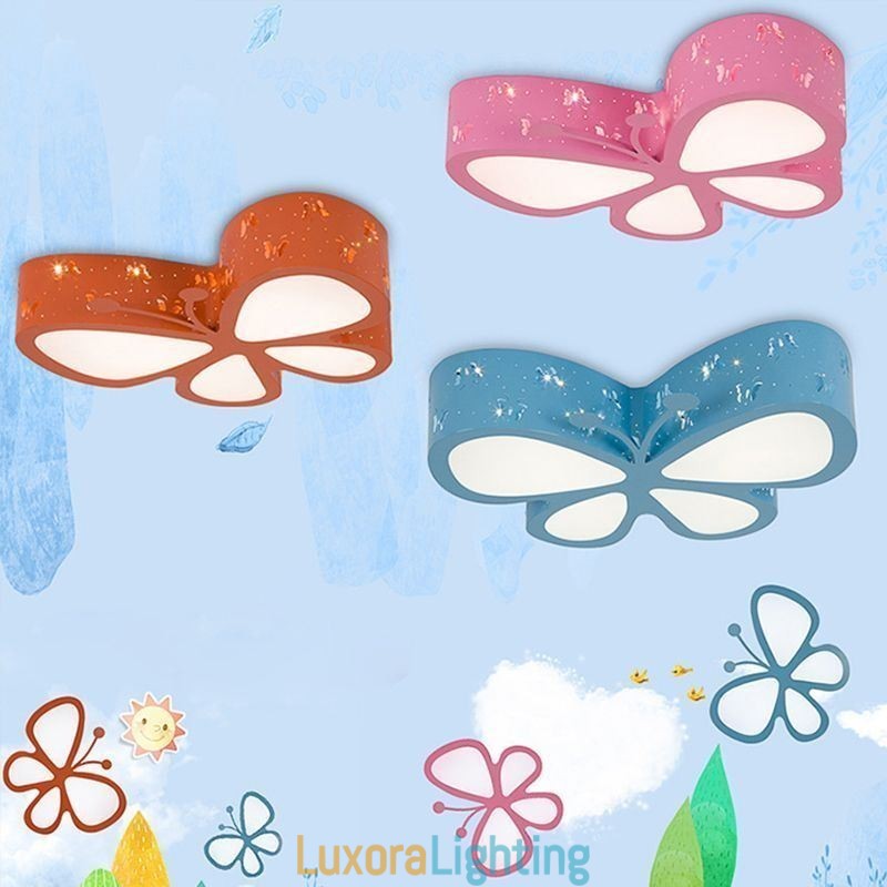 Designer Touch Decorative Butterfly Flush Mount Contemporary Metal Ceiling Fixture