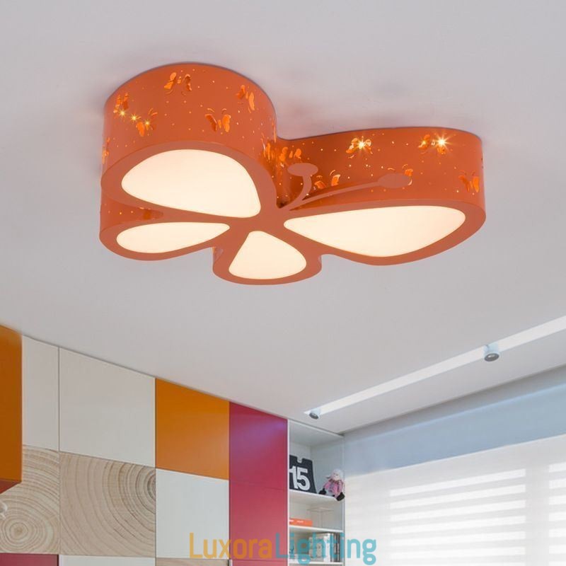Designer Touch Decorative Butterfly Flush Mount Contemporary Metal Ceiling Fixture