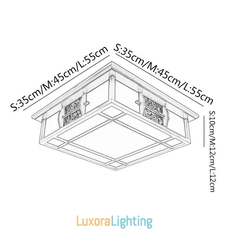 Designer Touch Decorative Retro Wooden Flush Mount Square Ceiling Light