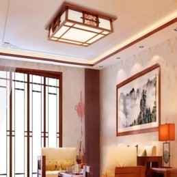 Designer Touch Decorative Retro Wooden Flush Mount Square Ceiling Light