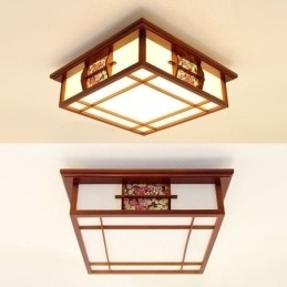 Designer Touch Decorative Retro Wooden Flush Mount Square Ceiling Light