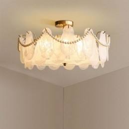 Designer Touch Decorative European Iron Ceiling Light Elegant Glass Ceiling Lamp