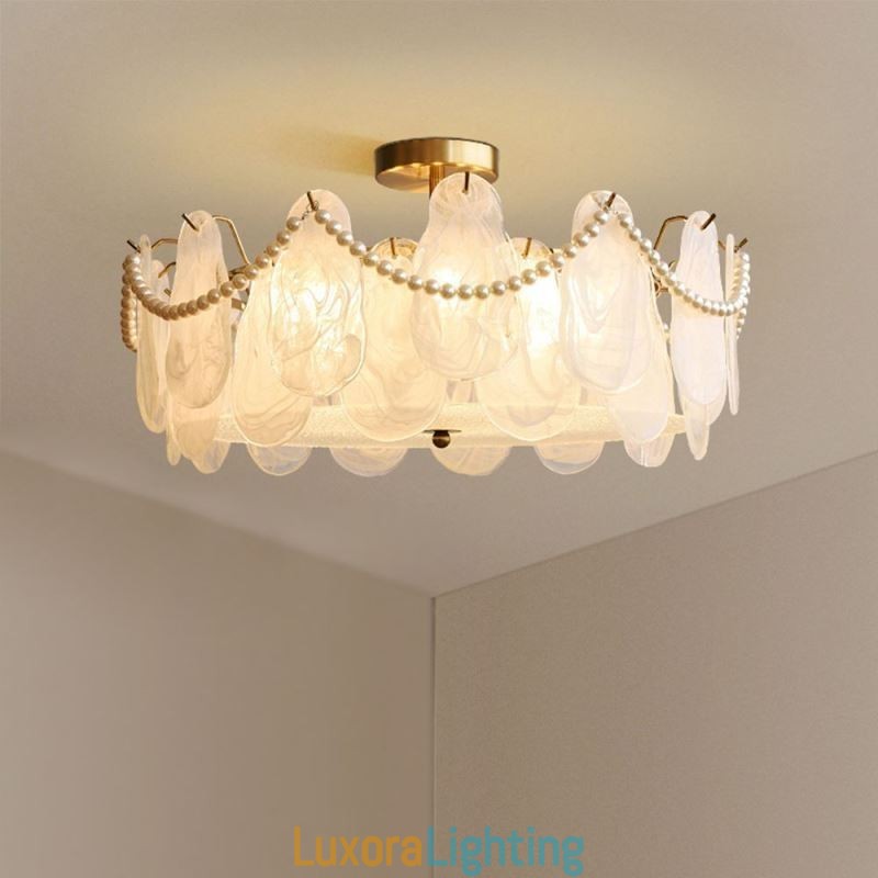 Designer Touch Decorative European Iron Ceiling Light Elegant Glass Ceiling Lamp