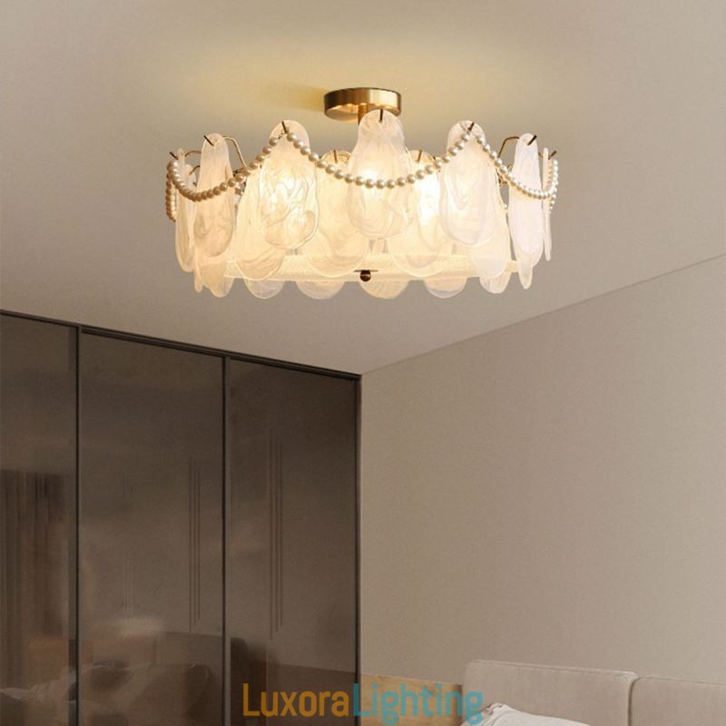 Designer Touch Decorative European Iron Ceiling Light Elegant Glass Ceiling Lamp